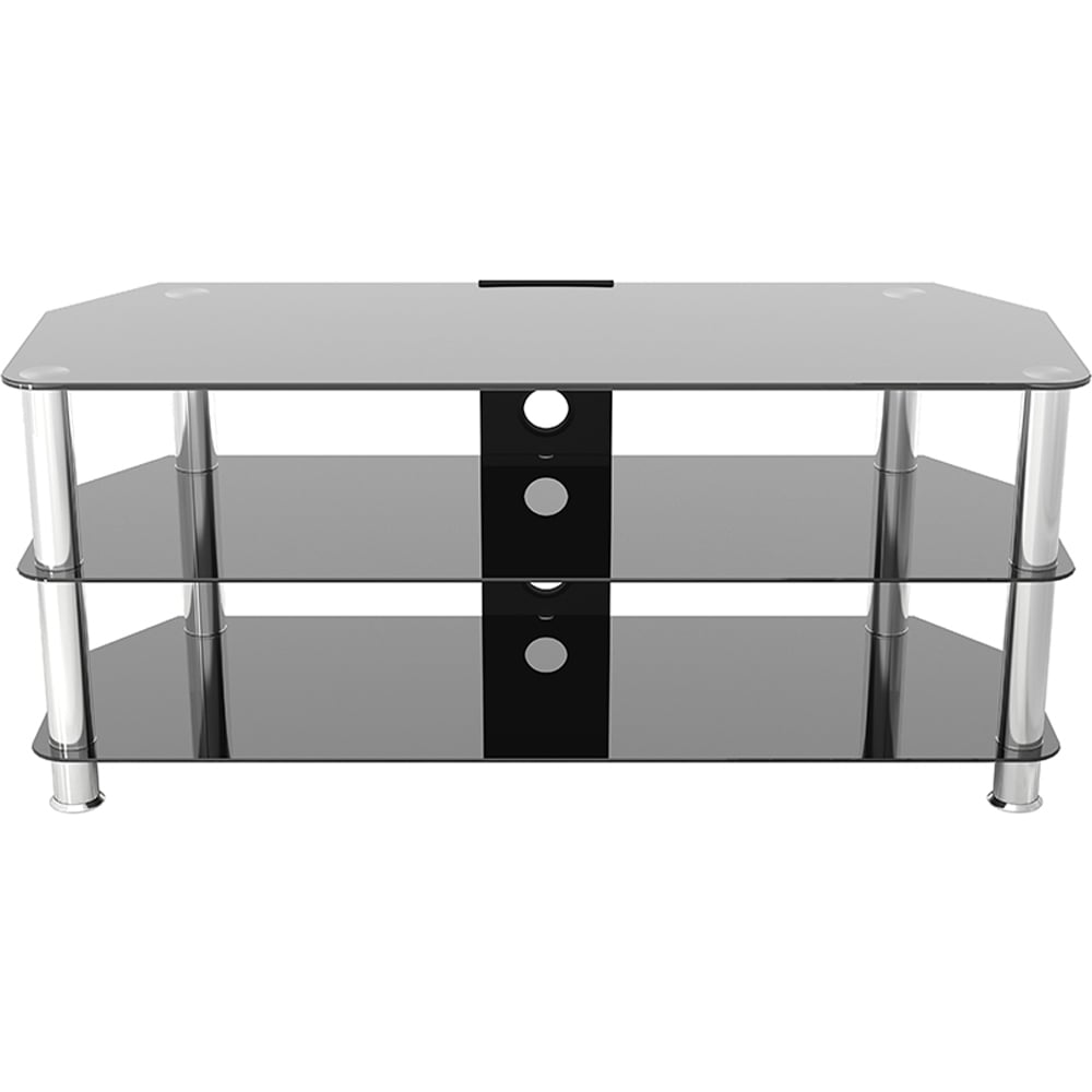 AVF Classic 3 Shelf Black Glass and Chrome Corner TV Stand Image 3