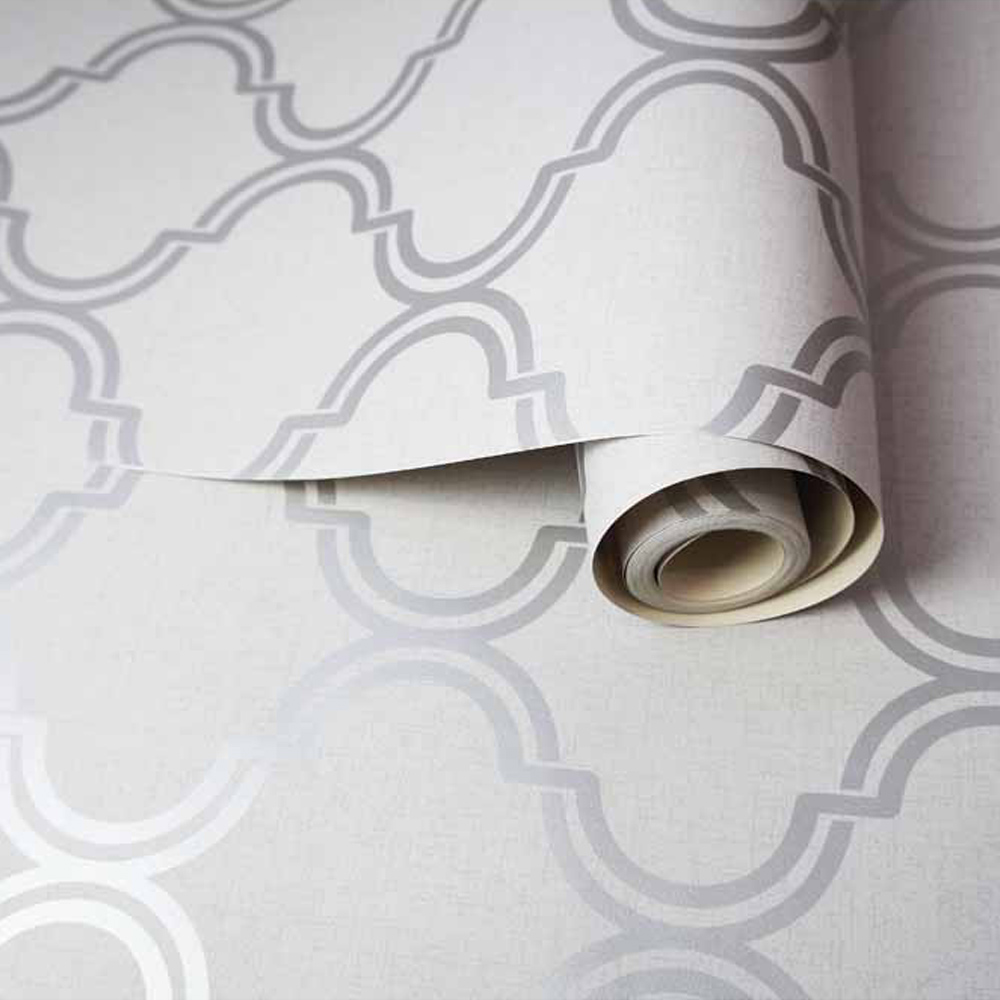 Holden Decor Glistening Geometric Trellis Grey Silver Wallpaper Image 2