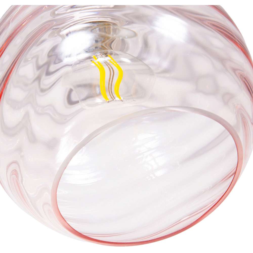 Happy Homewares Designer Pink Circular Ribbed Glass Non Electric Pendant Shade Image 4