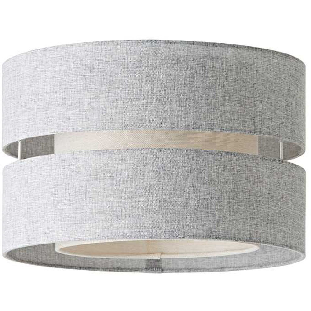 ValueLights Sophia 2 Tier Grey Linen Ceiling Drum Lamp Shade Image 1