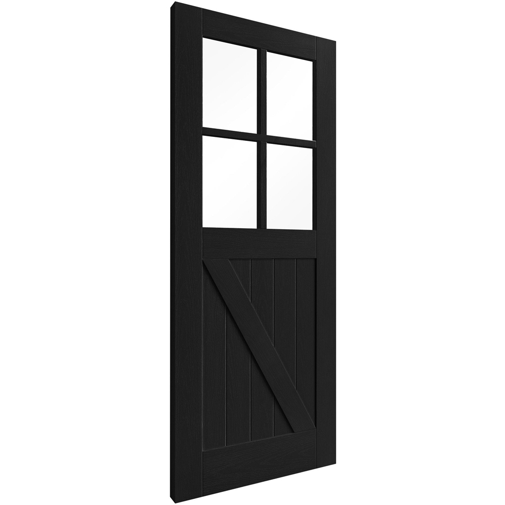 Black Oak Fully Finished Barn Clear Glass Internal Door 1981 x 686 x 35mm Image 3