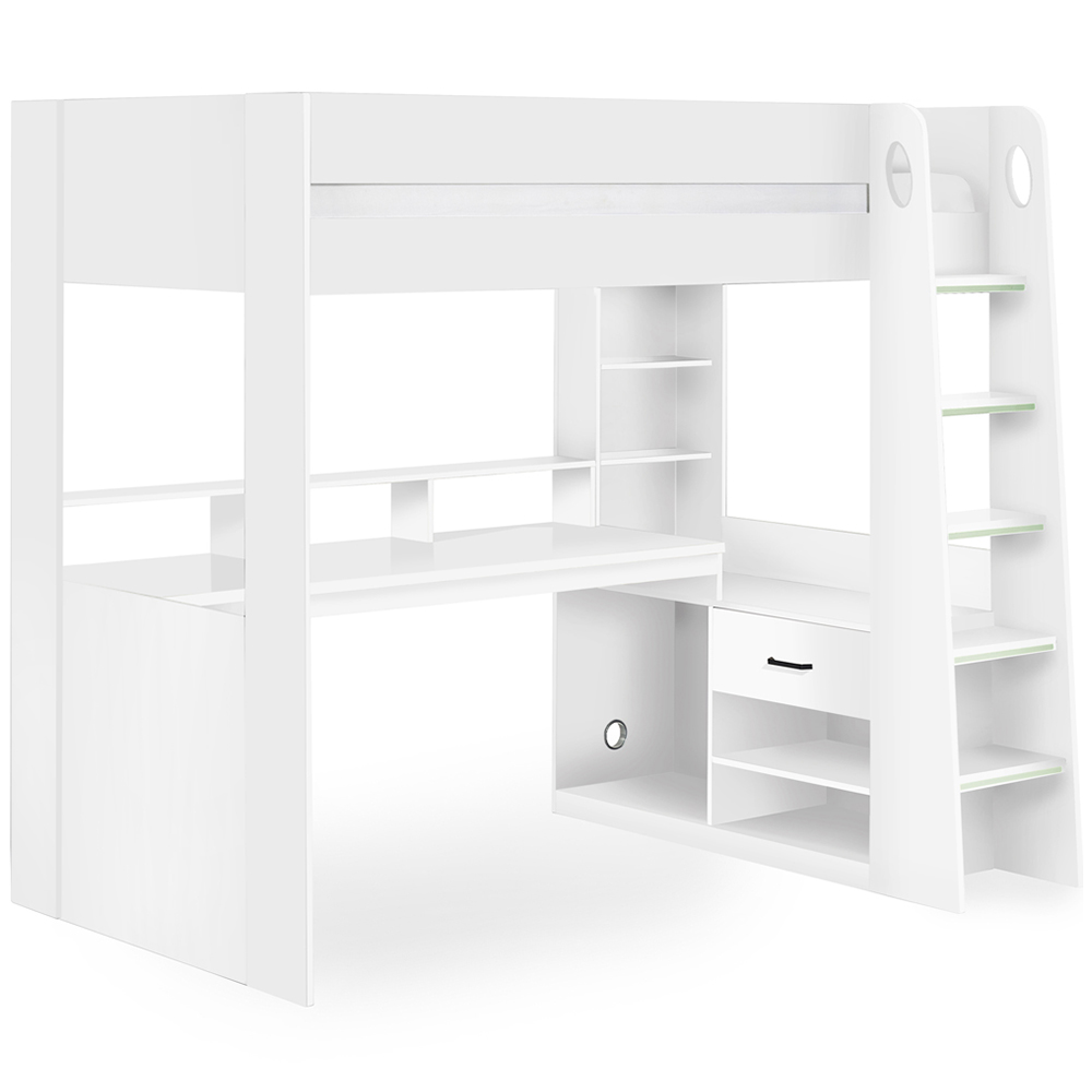 Julian Bowen Blaze All White Gaming Bunk Bed with Storage Image 2