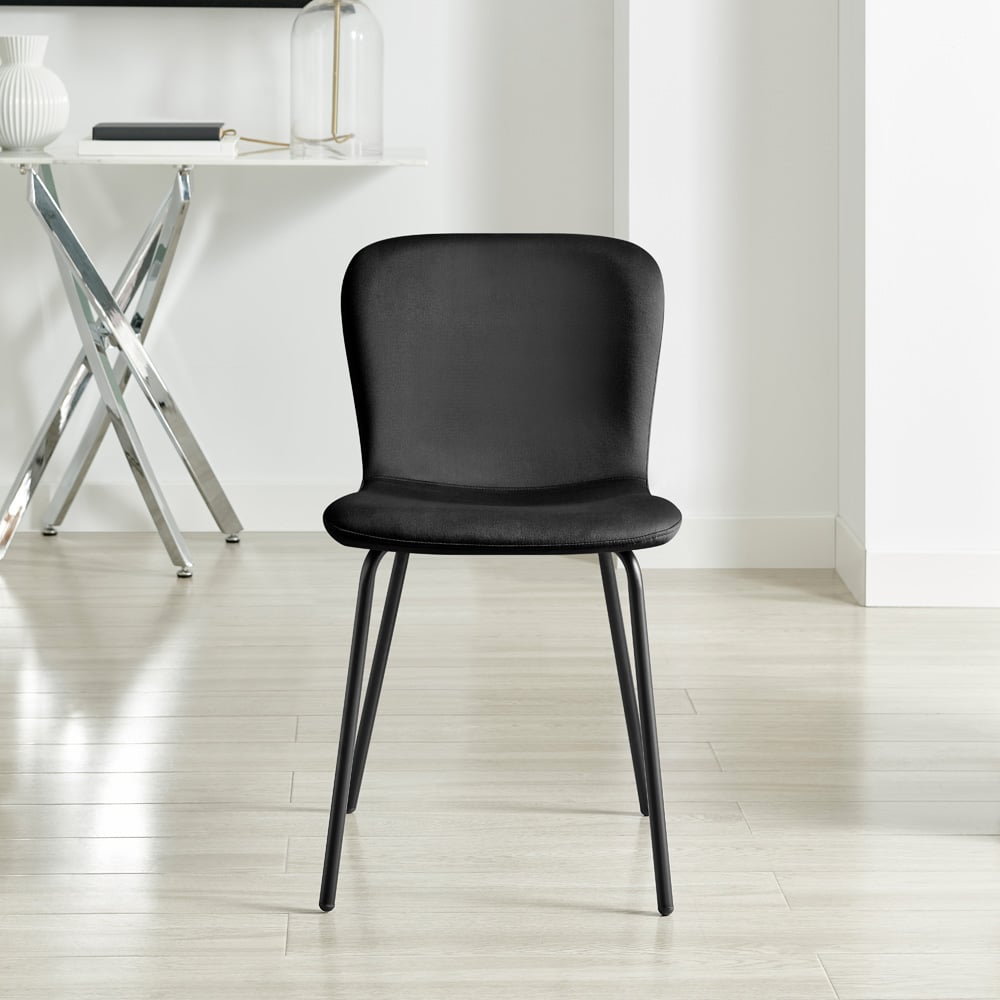 Furniturebox Sienna Set of 2 Black Velvet Dining Chairs Image 8