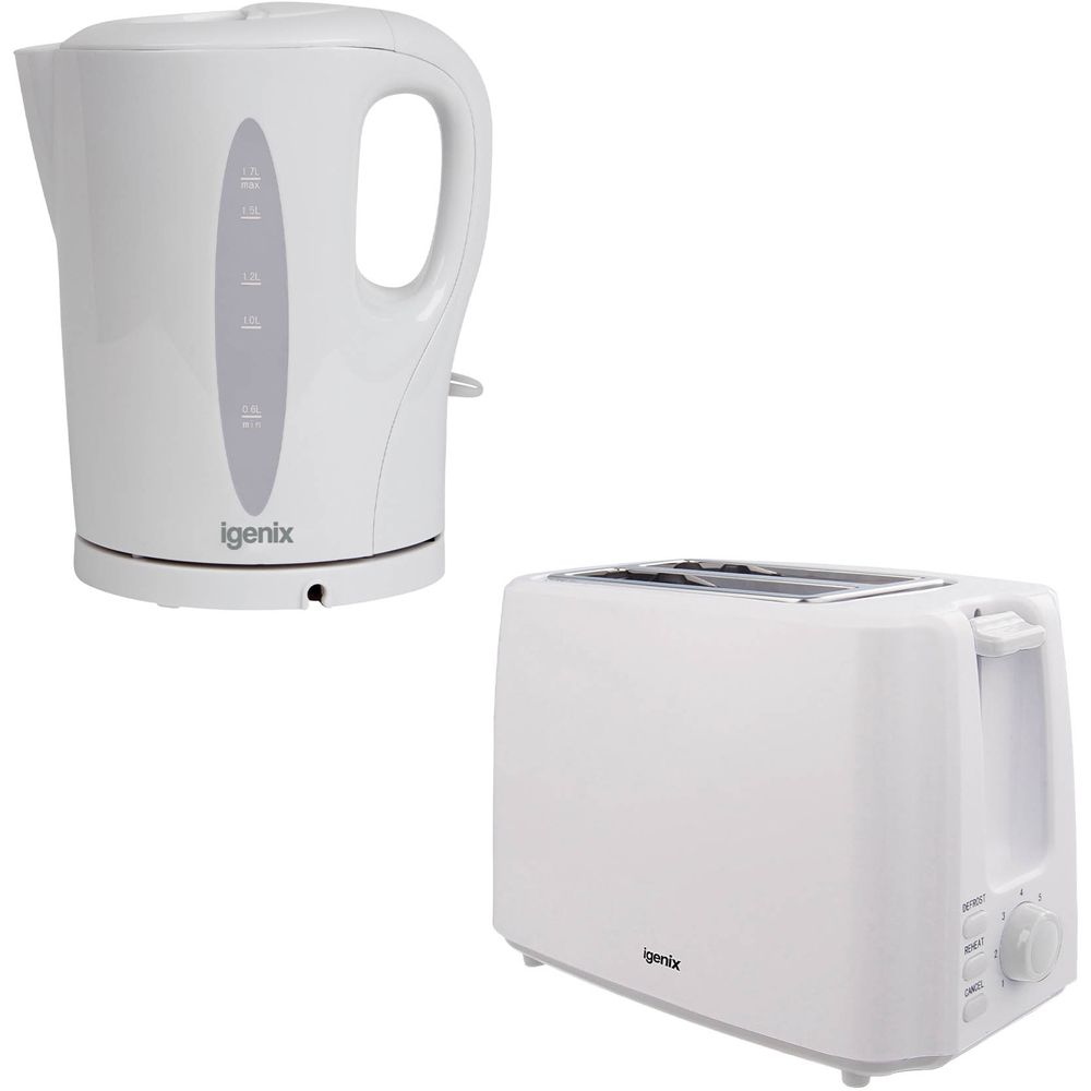Igenix IGPK28 White 2 Slice Toaster and 1.7L Kettle Set Image 1