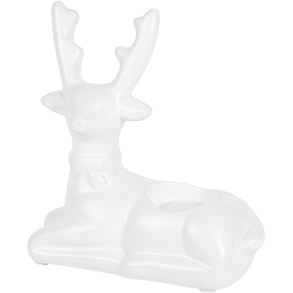 Set of 2 Festive Reindeer Tealight Holders White Image 4
