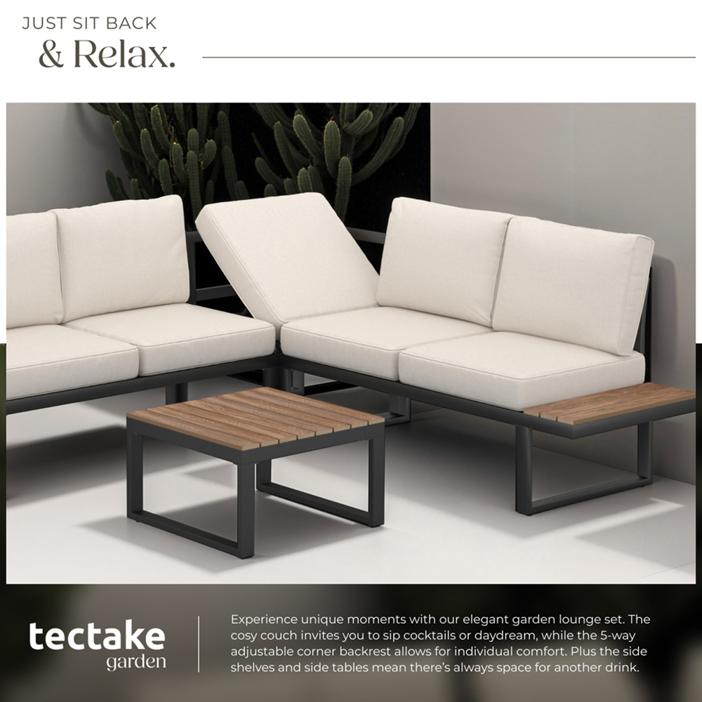 tectake Eliar 5 Seater Corner Garden Sofa Set with Cushion Image 4