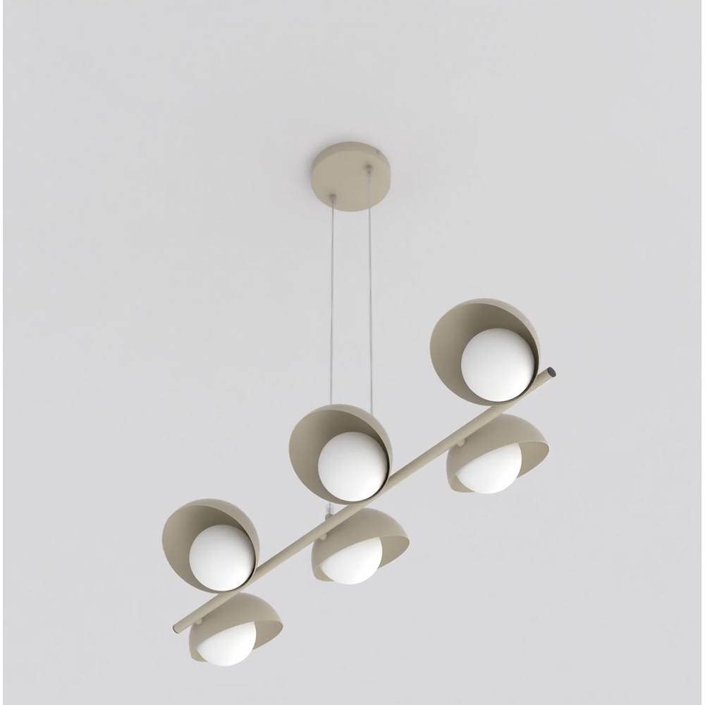 Emibig Boom 6 Light White Shade Mocha Pendant Lamp Image 3