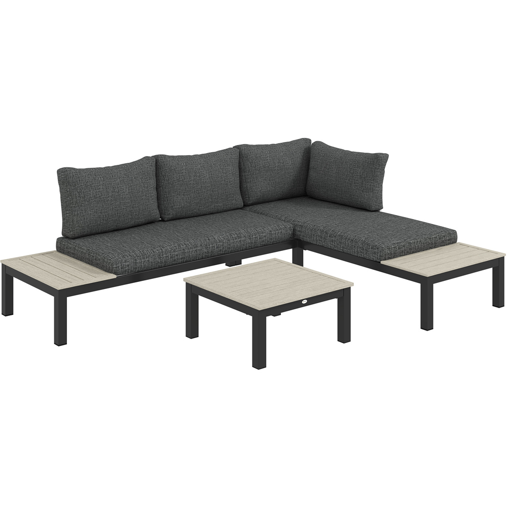 Outsunny 3 Seater Grey Garden Corner Sofa Set with Cushions Image 2