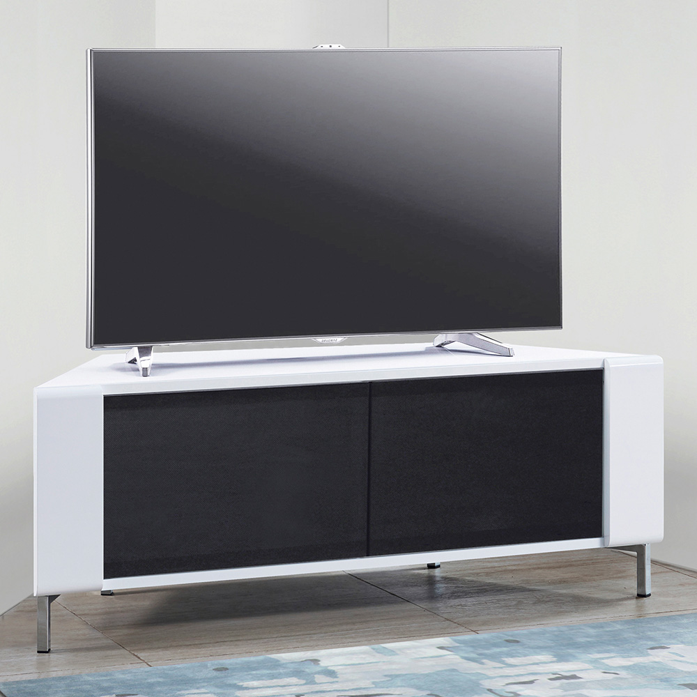 MDA Designs Corvus 2 Door White and Black TV Cabinet Image 1
