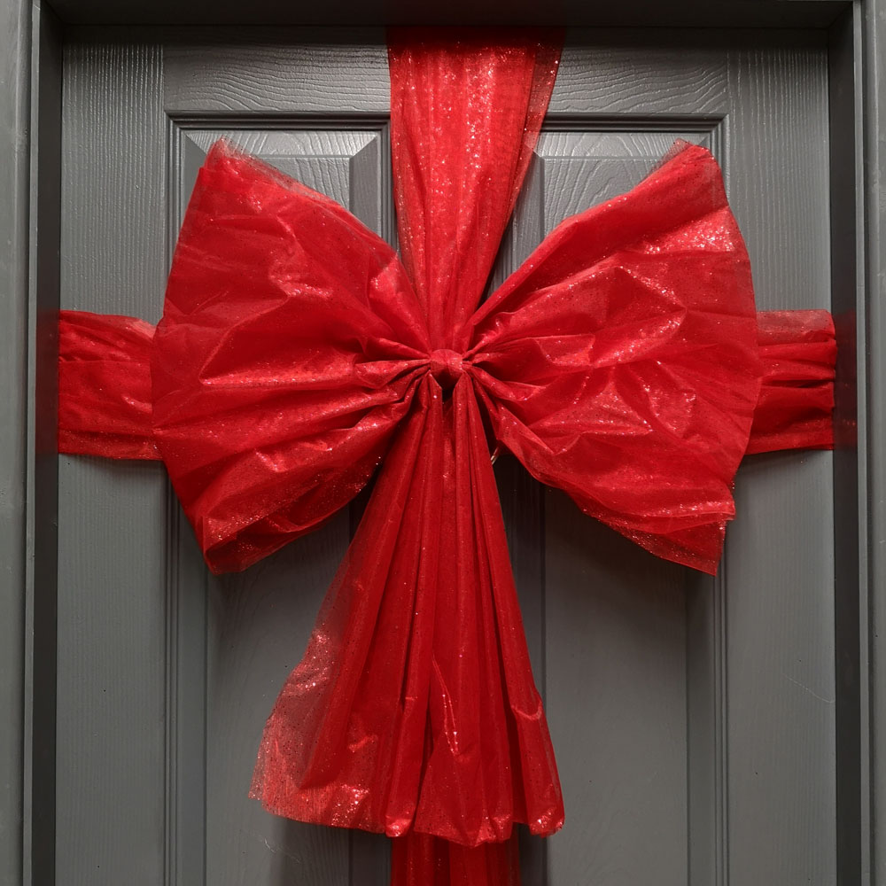 Premier Red Christmas Door Bow with Ribbon Wrap 48 x 60cm Image 3
