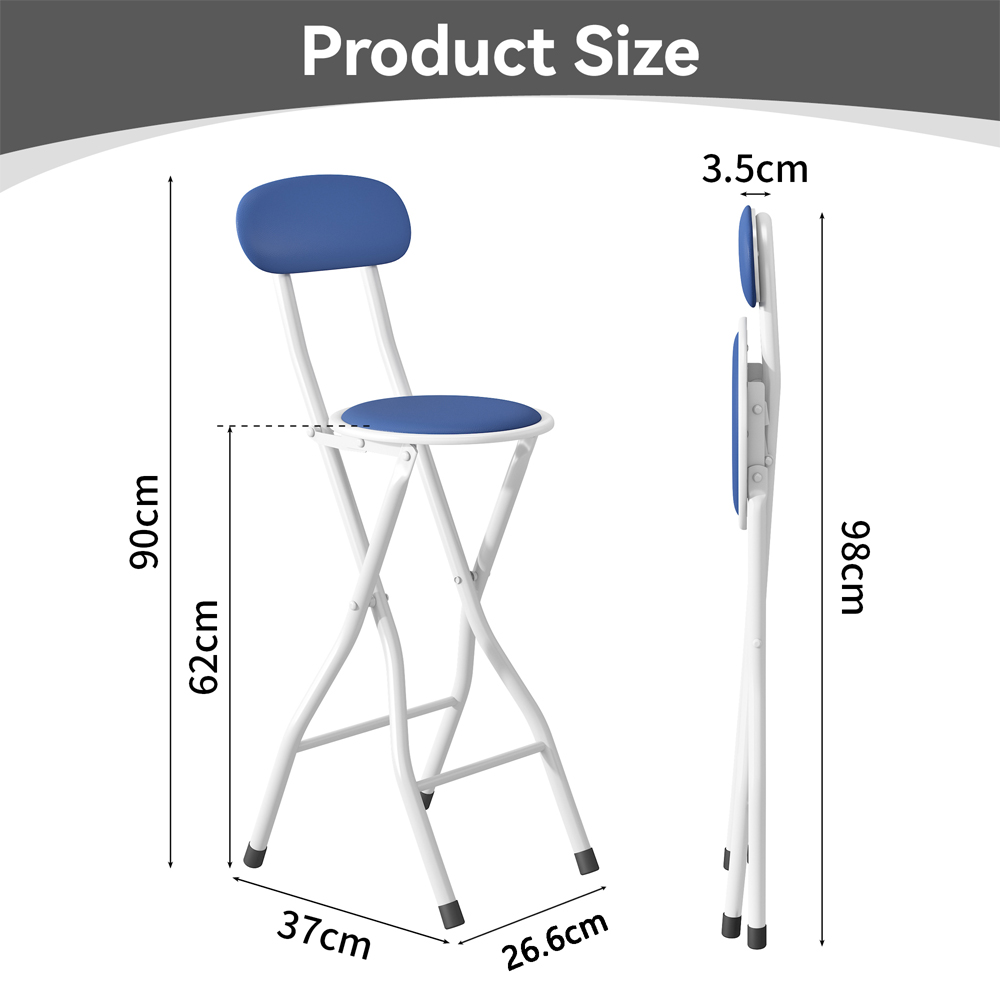 Blue Padded Folding Bar Stool Set of 4 Image 5