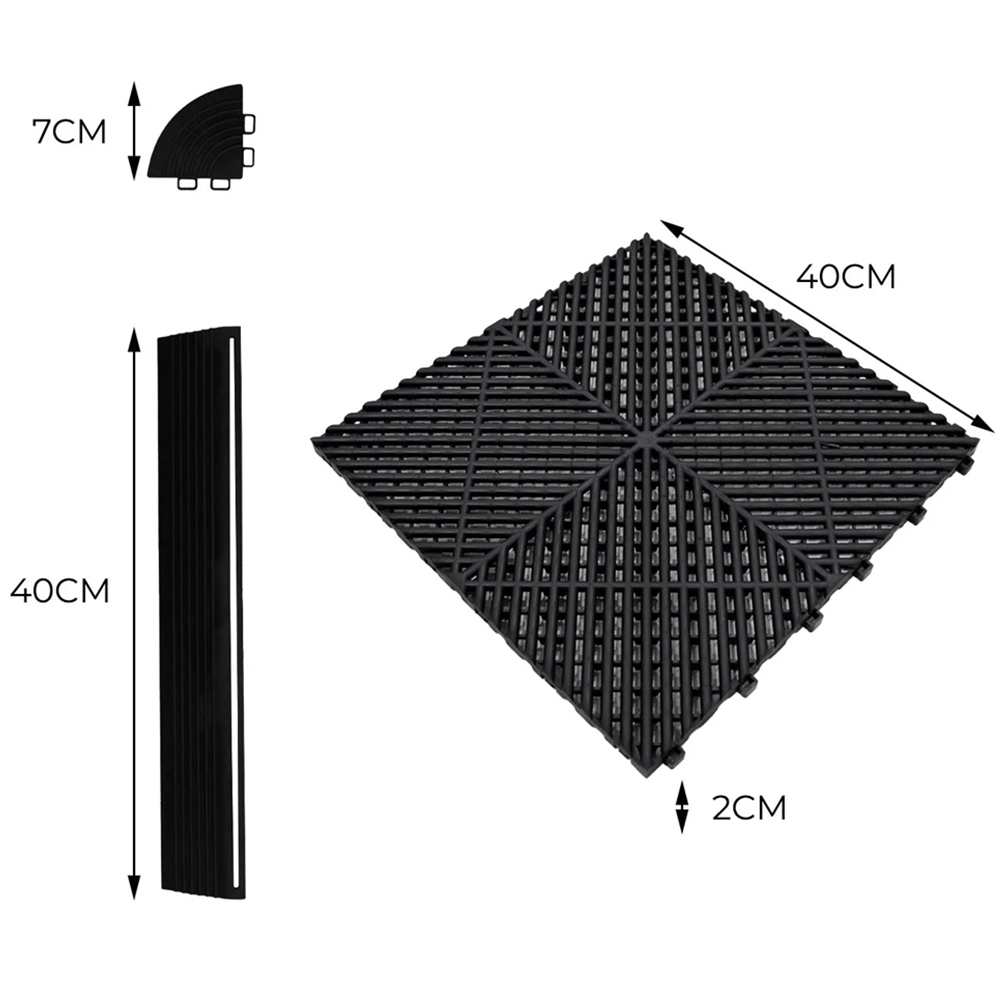 Monstershop 165 Black and 60 Blue Vented Garage Floor Tiles with Edges Image 4