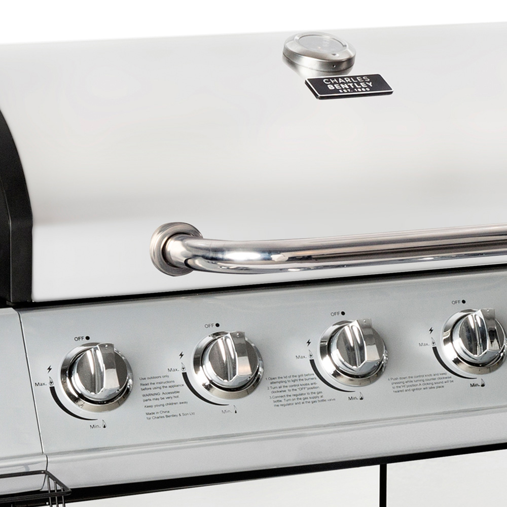 Charles Bentley Premium 6 + 1 Burner Gas BBQ Silver Image 6
