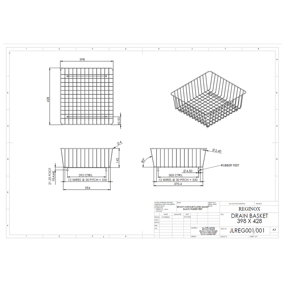 Reginox CWB 10X Stainless Steel Wire Basket Image 3