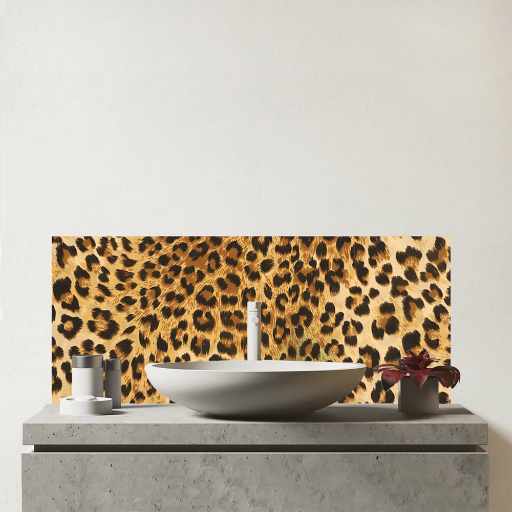 Warren Reed Designer Wild Animal Pattern Glass Bathroom Splashback 25 x 60cm Image 1