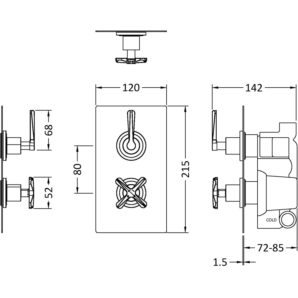 nuie Aztec Matt Black Twin Thermostatic Shower Valve Image 2