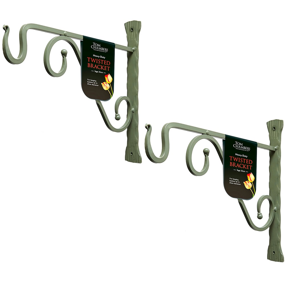 Samuel Alexander Heavy Duty Metal 35cm Sage Green Twisted Wall Bracket 2 Pack Image 1