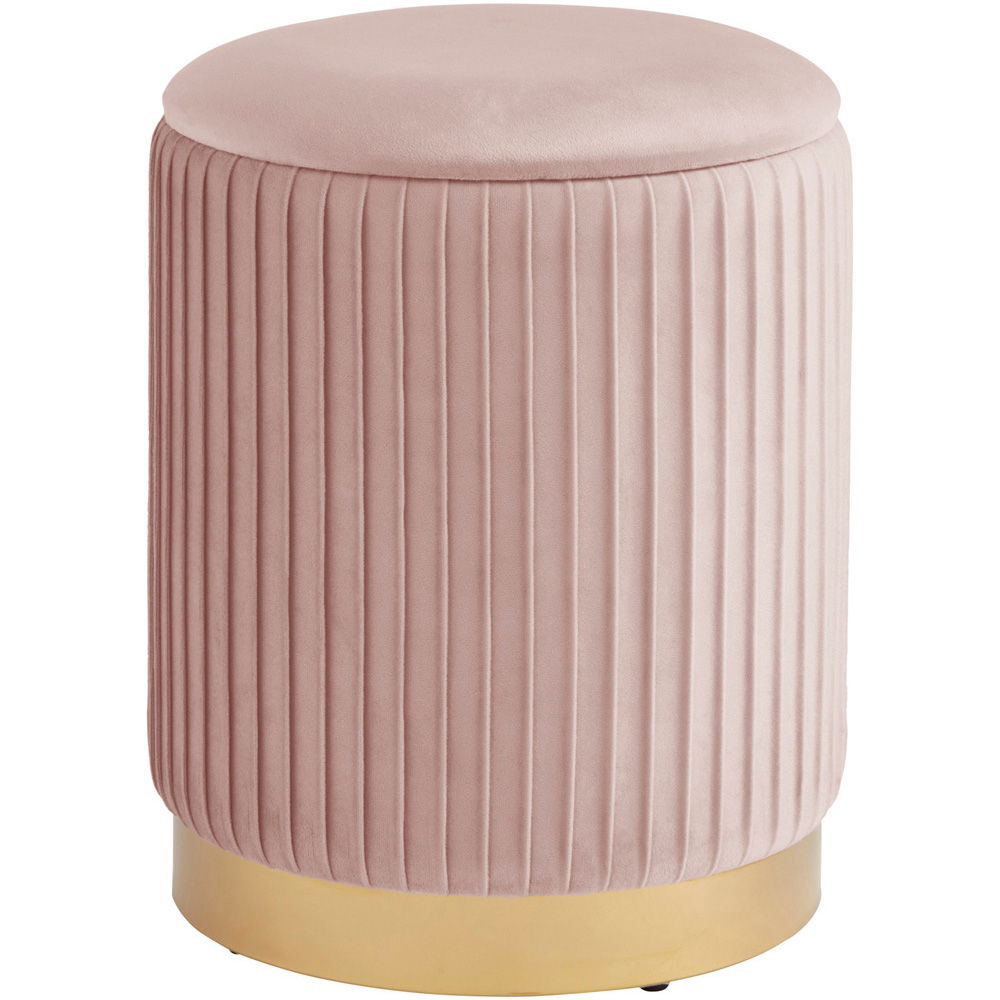 GFW Esme Blush Pink Pleated Storage Stool Image 2