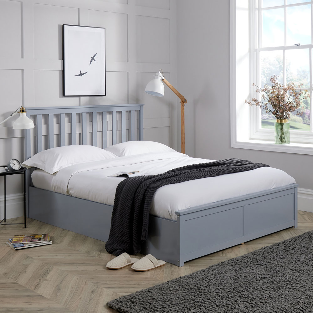 Home Source Florida King Size Grey Wood Ottoman Bed Image 9