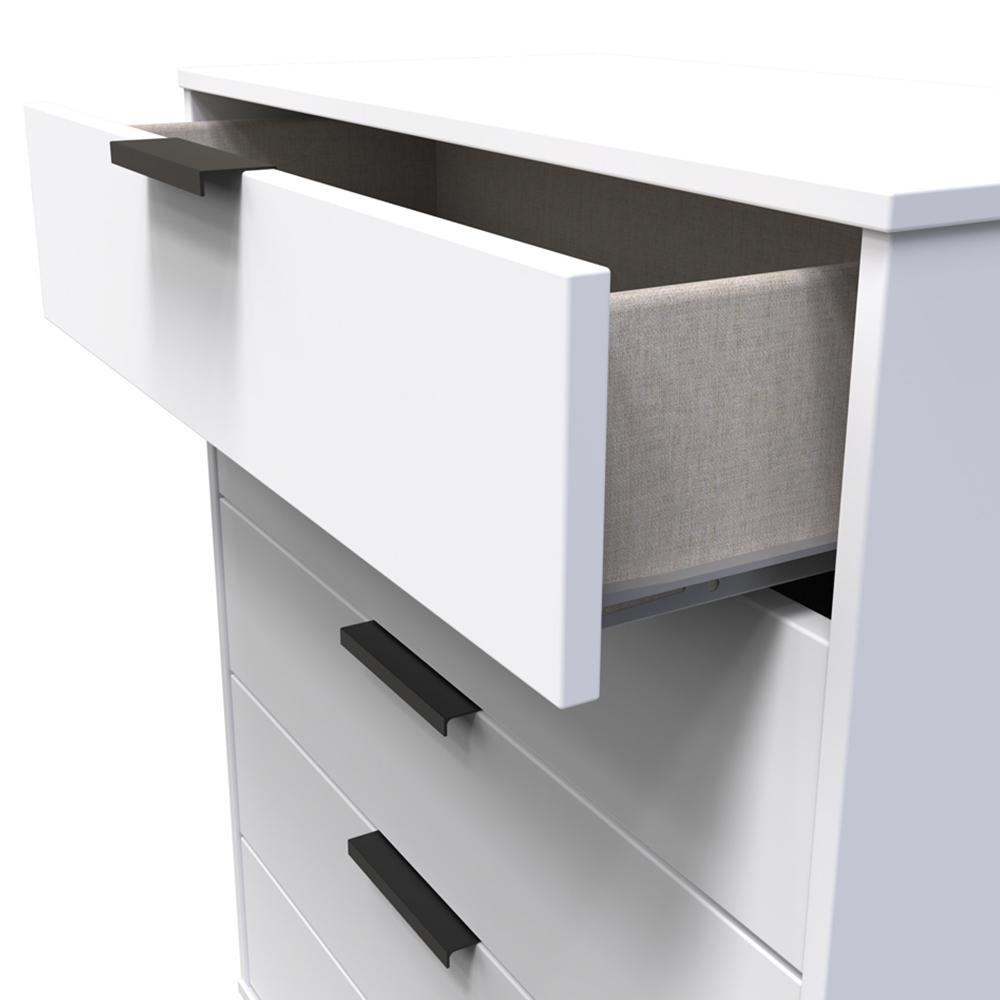 Crowndale Hong Kong 5 Drawer Matt White Chest of Drawers Ready Assembled Image 5
