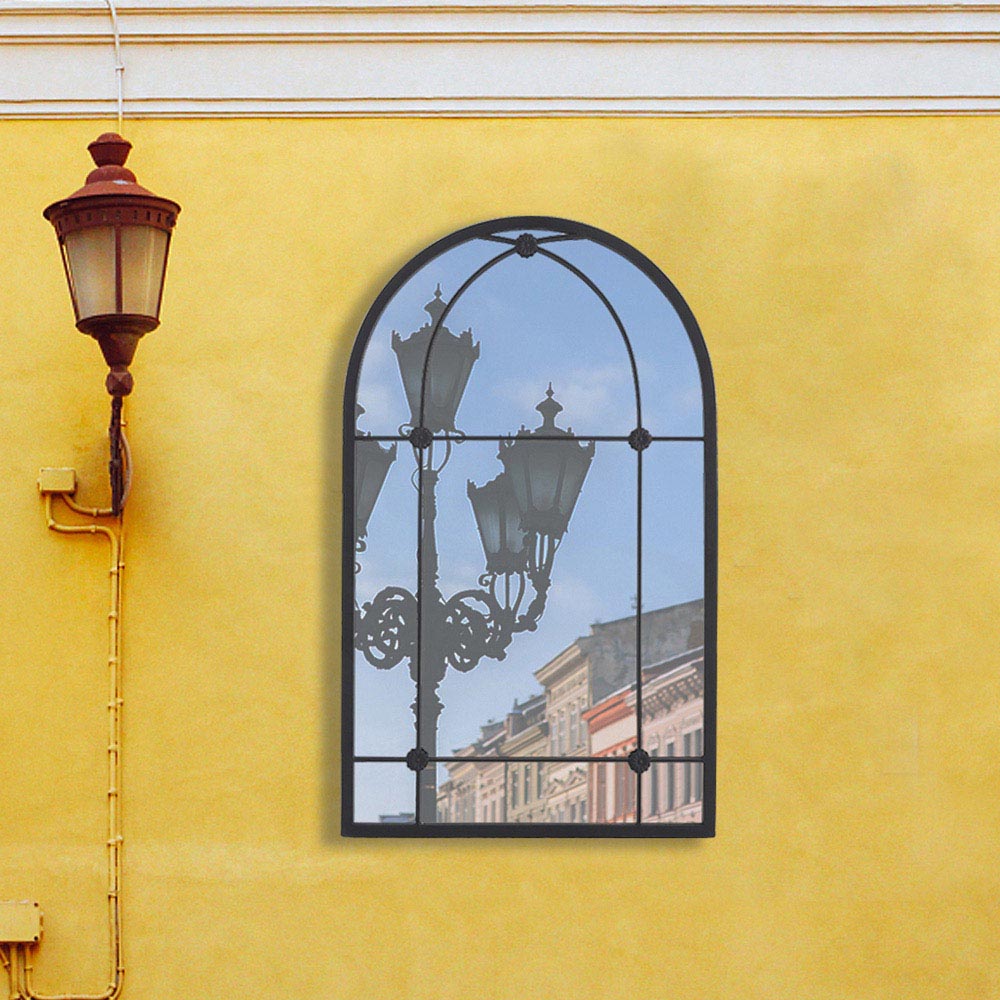 Living and Home Arched Metal Window Mirror 60 x 100cm Image 6
