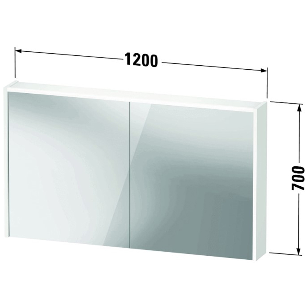 Duravit D-Code 2 Door Pale Green Illuminated Mirror Cabinet 1200 x 700mm Image 3