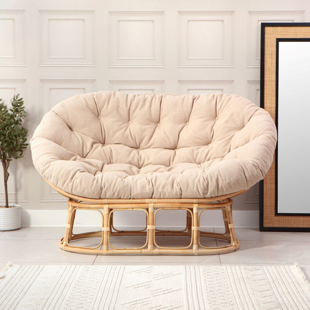 Desser Furniture Papasan 2 Seater Cloud and Natural Sofa Image 6