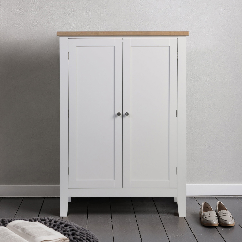 Noa and Nani Leines 2 Door White Shoe Storage Cabinet Image 8