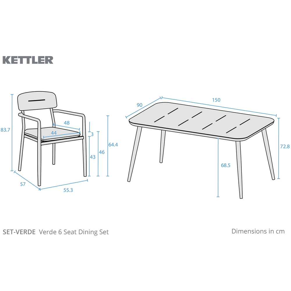 Kettler Verde 6 Seater Green Aluminium Garden Dining Set Image 8