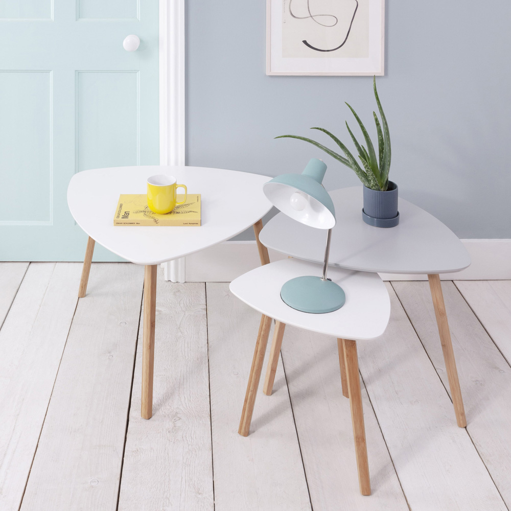 Noa and Nani Malme White and Natural Pine Nest of Tables Set of 2 Image 7
