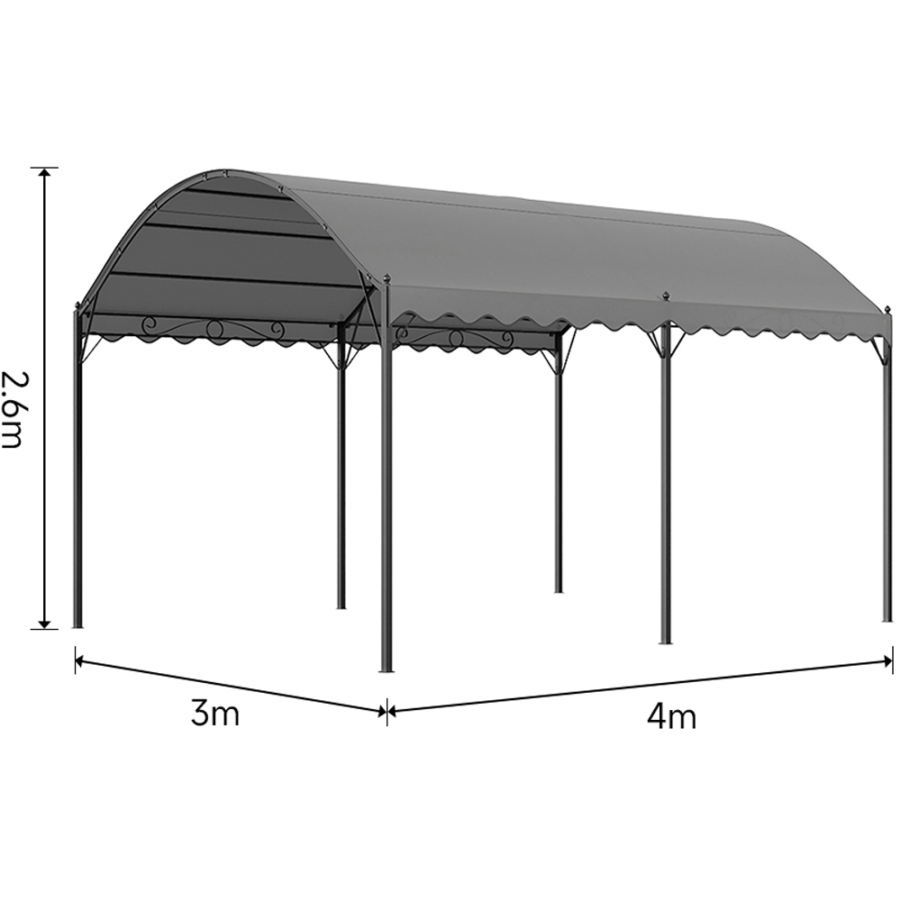 Living and Home Dark Grey Waterproof Metal Arched Pergola 3 x 4m Image 7