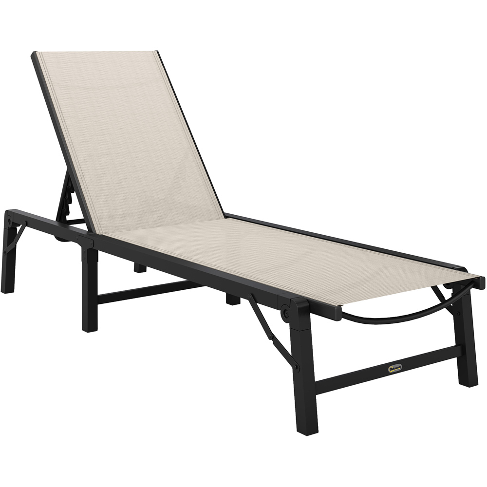 Outsunny Khaki 5 Level Adjustable Folding Sun Lounger Image 2