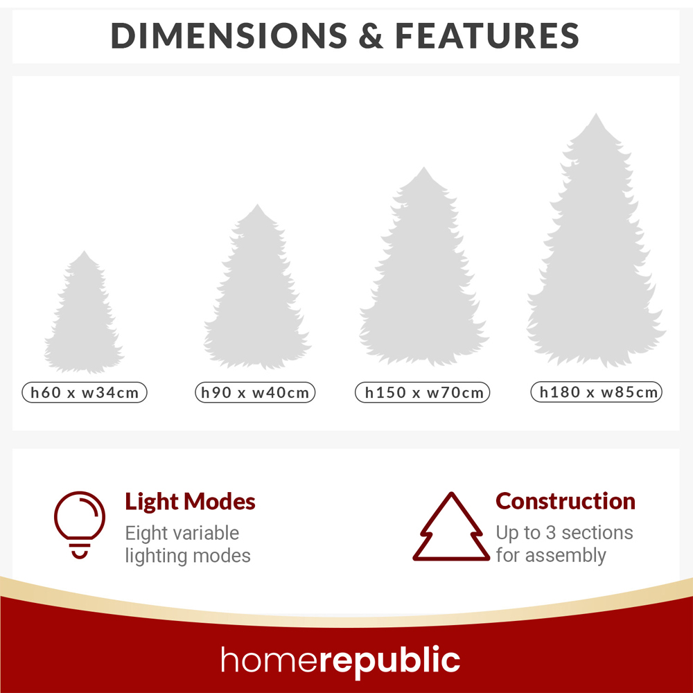 Noel Square Pre Lit LED Artificial Xmas Tree 5.9ft Image 5