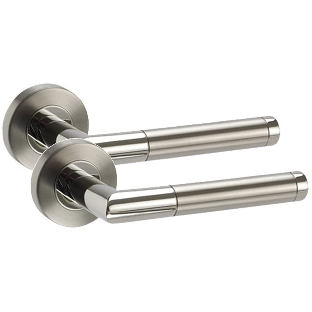 Golden Grace Duo Chrome Mitred Modern Latch Door Handle Set 5 Pack Image 3