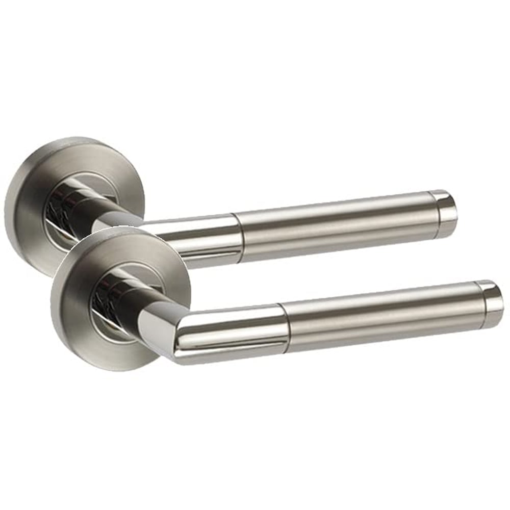 Golden Grace Duo Chrome Mitred Modern Latch Door Handle Set Image 2