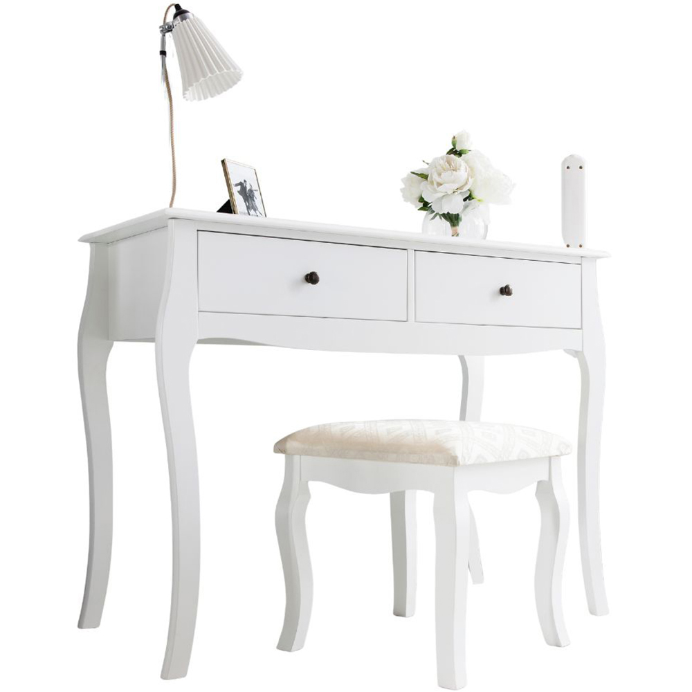 Noa and Nani Camille 2 Drawer White Dressing Table and Stool Set Image 2