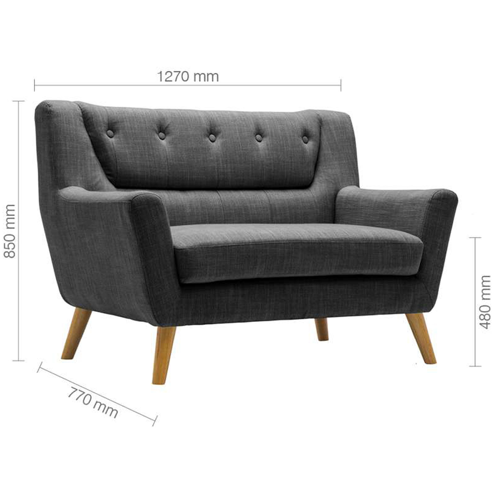 Lambeth 2 Seater Grey Fabric Sofa Image 9