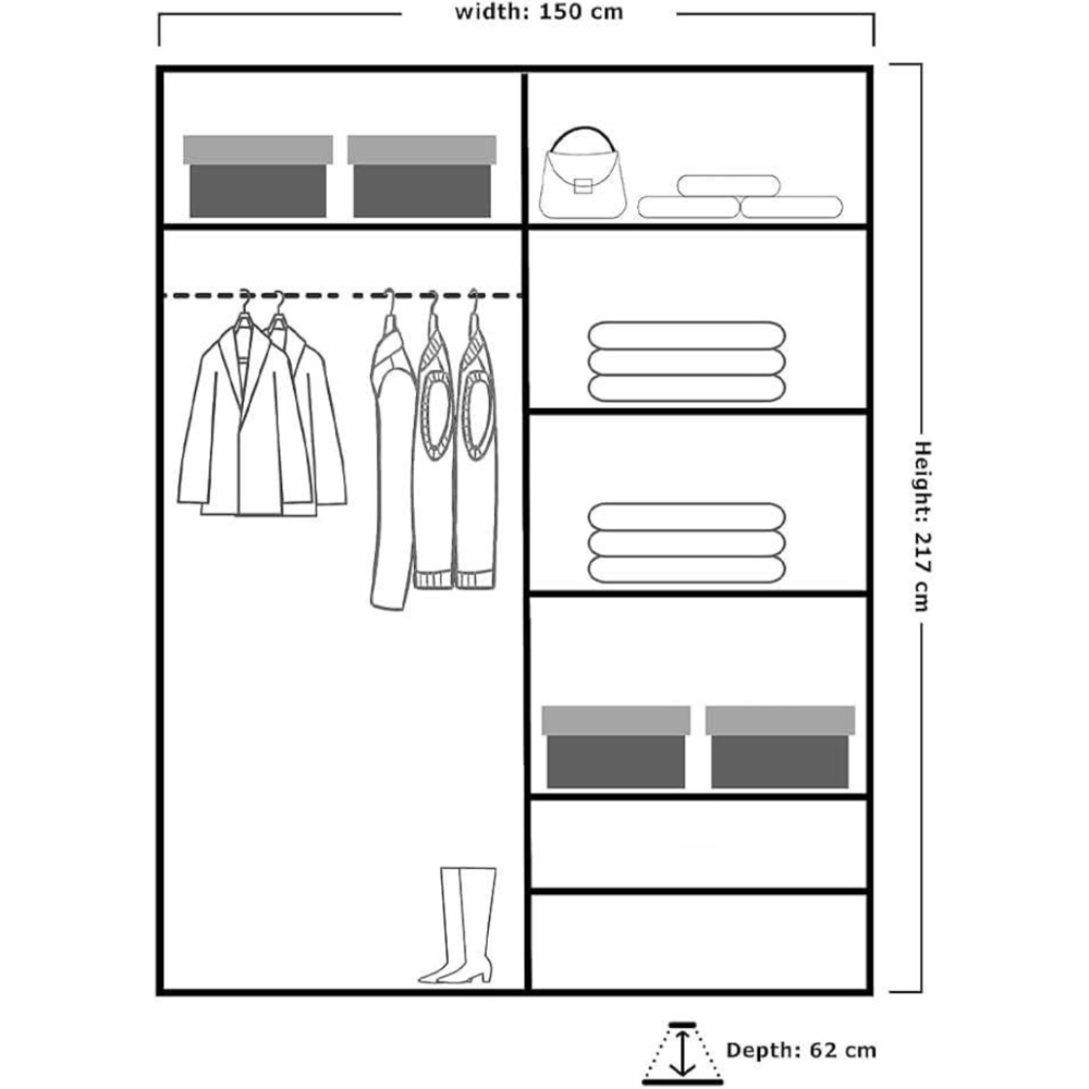 M N Furniture 2 Door White Mirrored Sliding Wardrobe 150cm Image 4