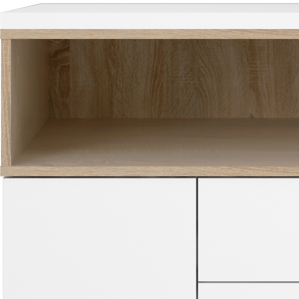 Florence Roomers 3 Door 3 Drawer Single Shelf White and Oak Sideboard Image 6