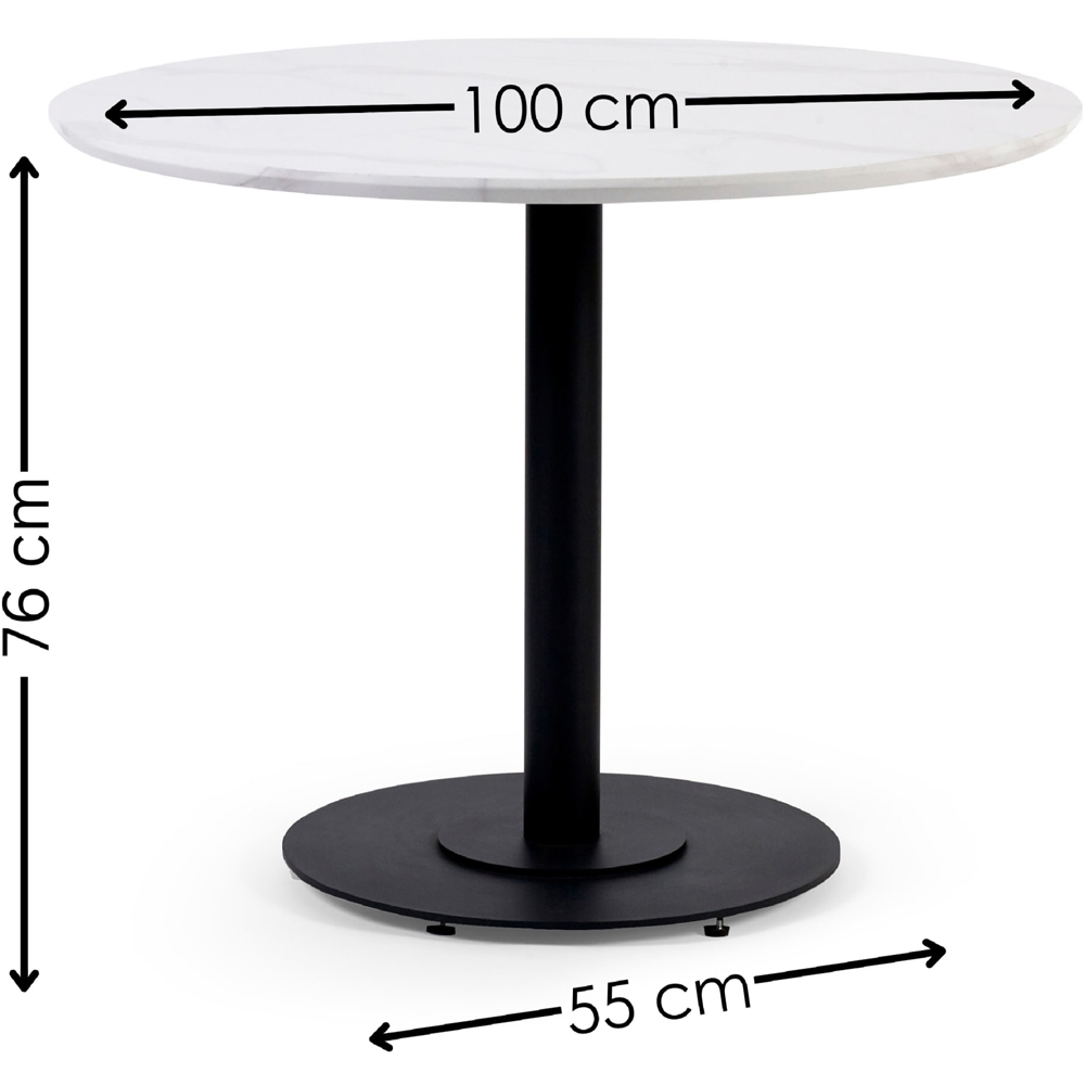 Julian Bowen Luca 4 Seater Marble-Effect Round Dining Table White Image 9