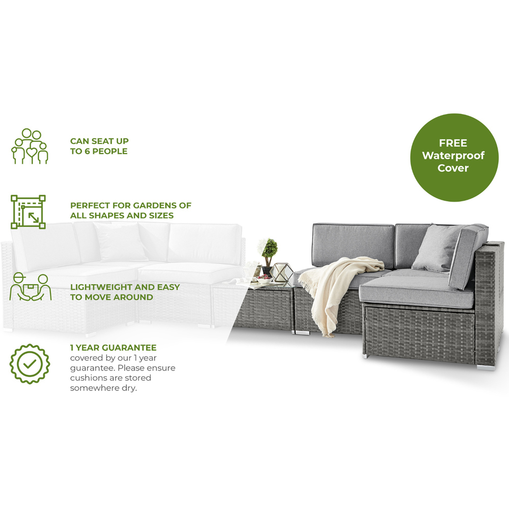 Furniturebox Windermere 6 Seater Brown Rattan Sofa Lounge Set Image 8