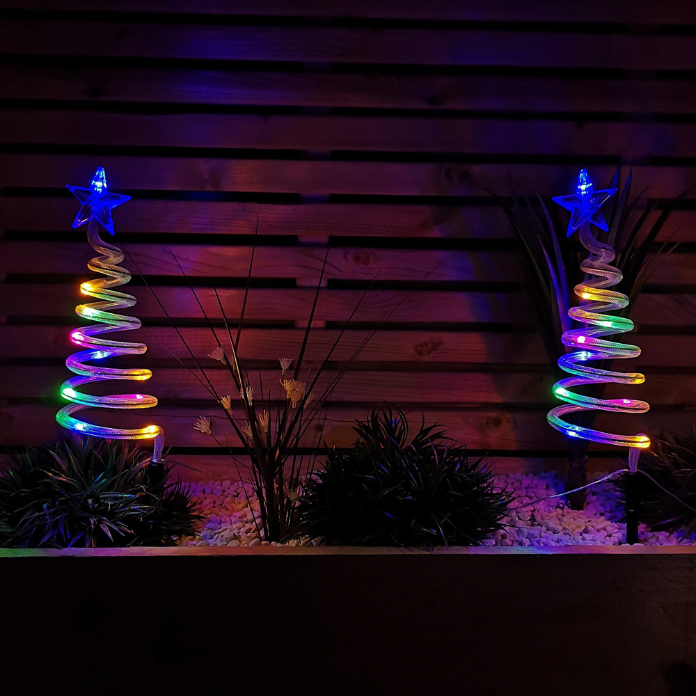 Samuel Alexander 4 Piece Multicolour LED Spiral Tree Christmas Path Light Set Image 4