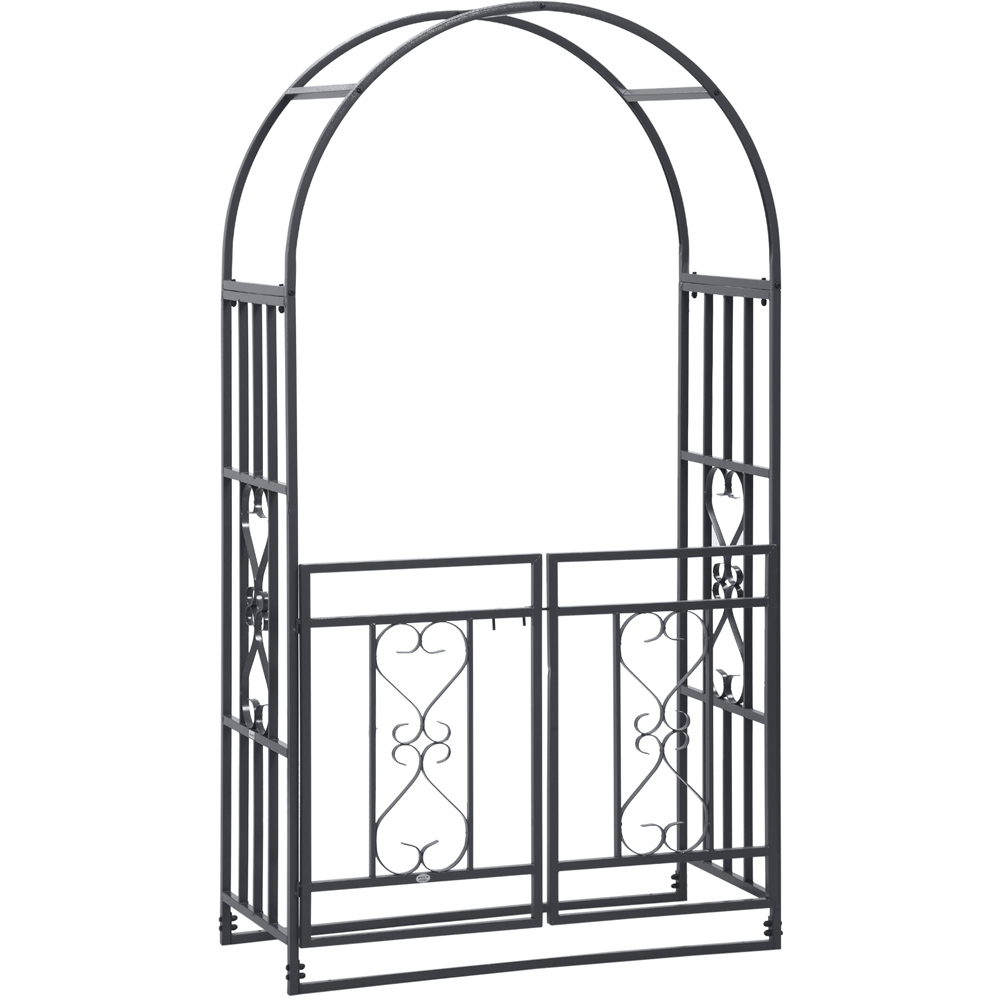 Outsunny Metal Garden Arch with Double Gate Image 2