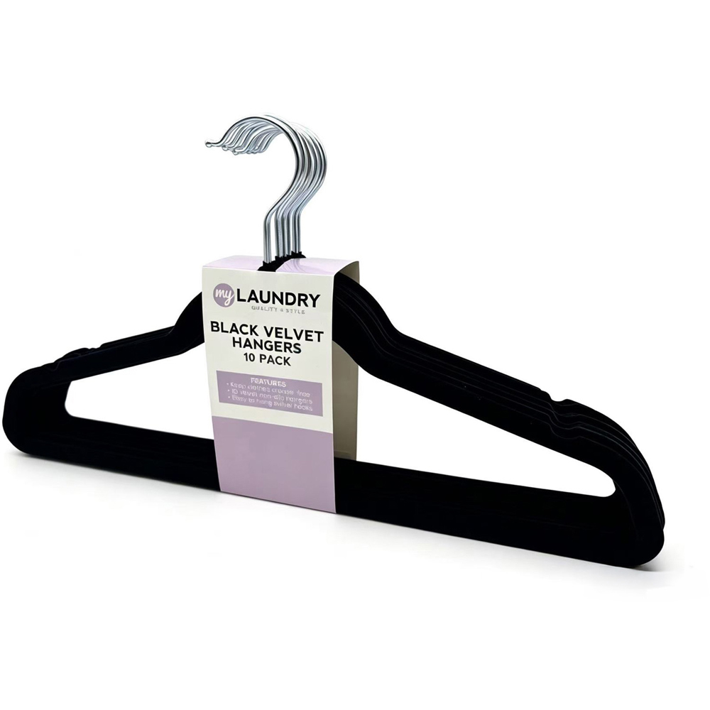 Pack of 10 My Laundry Velvet Slim Hangers Black Image 3