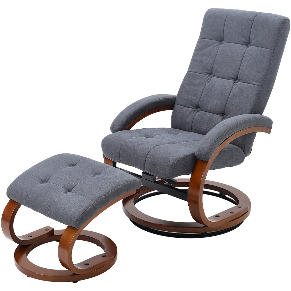 Living and Home Textured Velvet Lounge Recliner with Footrest Image 3