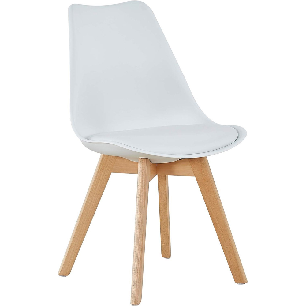 Portland 4 Seater Faux Leather Plastic Wooden Dining Set White Image 5