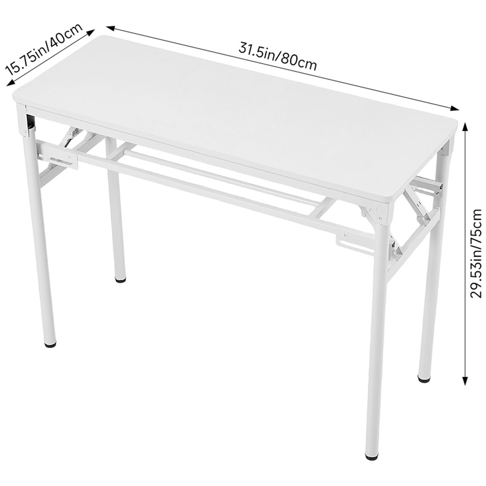 Living and Home Single Shelf Metal Frame Foldable Laptop Desk White 80cm Image 9