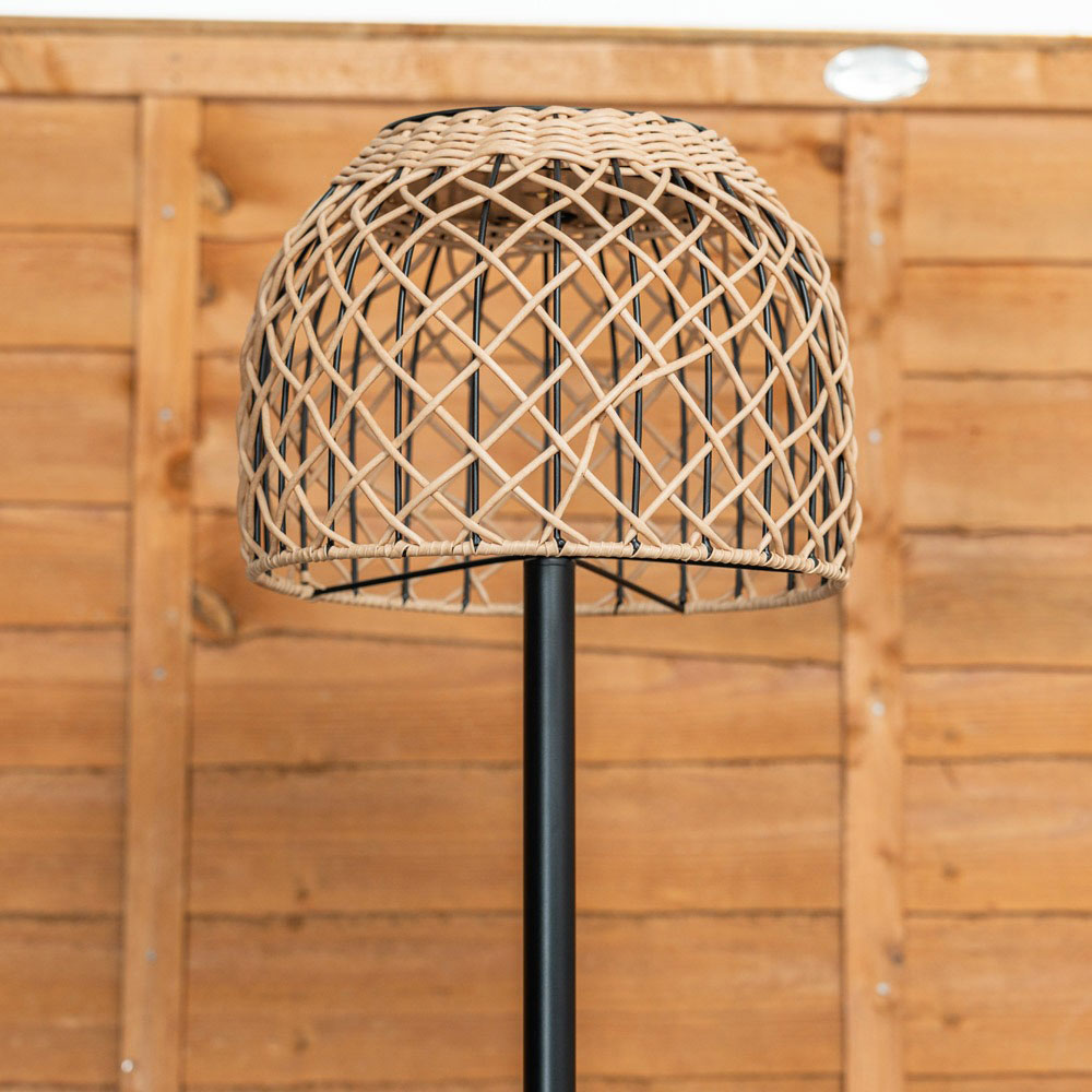 ValueLights Natural Rope Solar Powered Outdoor Garden Light Floor Lamp with Rattan Shade Image 3