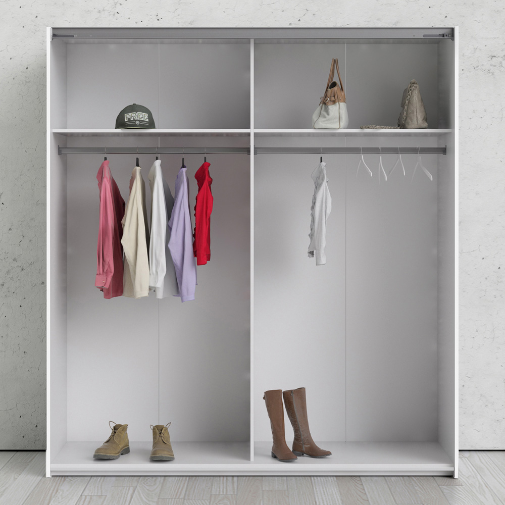 Verona 2 Door 2 Shelf White Mirrored Sliding Wardrobe Image 9
