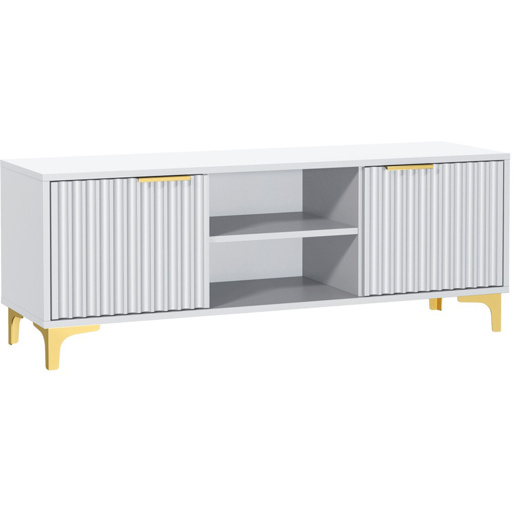 Creative Furniture Tide Crest White and Gold 2 Door 2 Shelf TV Unit Image 2